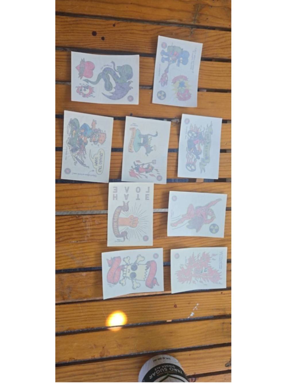 vintage temporary tattoos from 1993 Skybox Series 1 The Simpsons trading cards.